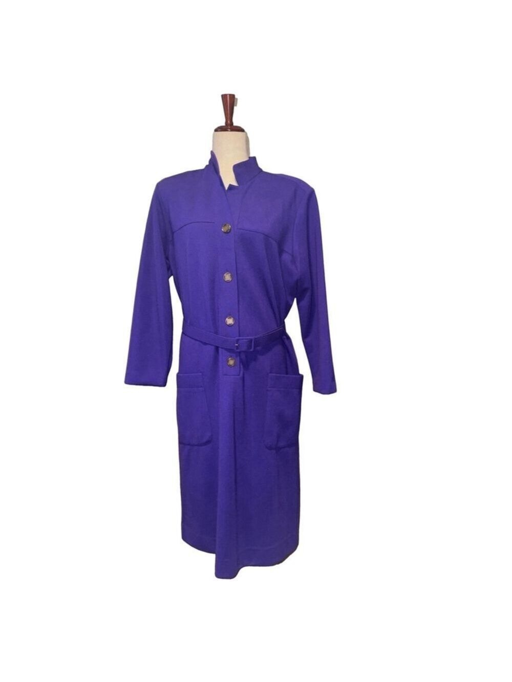 Vintage Willi of California Purple dress with belt long sleeve size 14 USA Wool
